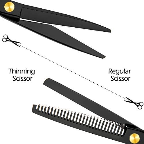 Professional Home Hair Cutting Kit Home Haircutting Scissors Barber/Salon/Home Thinning Shears Kit with Comb and Case Black Cape for Men Women - Image 2