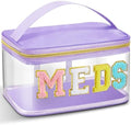 Geetery Meds Travel Bag Purple, Meds Chenille Letter Clear by Geetery