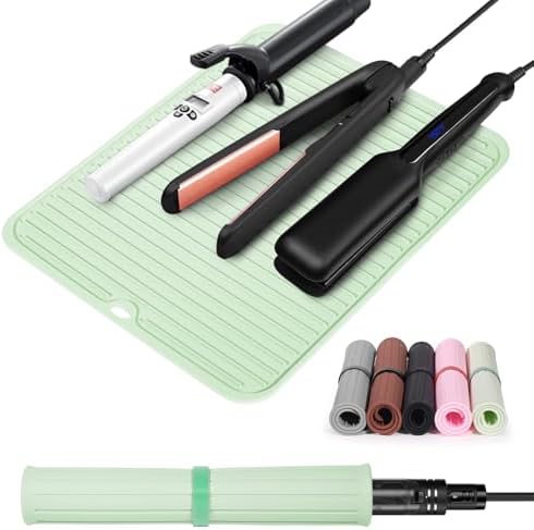Large Heat Resistant Silicone Mat for Hair Styling Tools - Portable Cover for Curling Irons, Flat Irons and Hair Straighteners by Quccefods