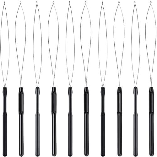 Zonon 10 Pcs Loop Needle Threader Tool for Hair Extension Bead,Black by Zonon