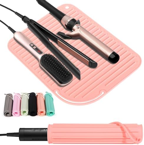 2 Pack Heat Resistant Mat Large Silicone Hot Hair Tools Holder for Curling Irons Flat Iron Hair Styling Tools Mat Portable Vanity Pad by Quccefods
