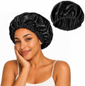 Women’s Satin Bonnet for Sleeping, Double Layer Sleep Cap, Black by Netcken
