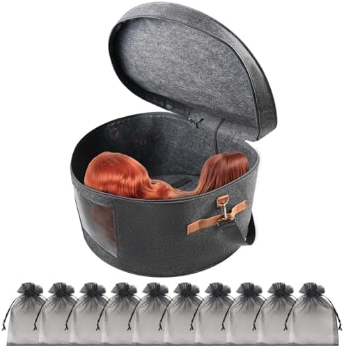 Wig Storage Boxes,Wig Travel Cases Foldable for Multiple Wigs for Men and Women,Yarn Organizer, Cosmetic Cabinet Storage Bag (Dark Grey) by CODOHI