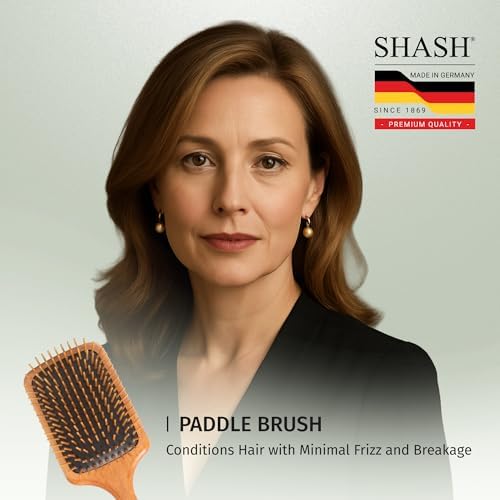 SHASH Since 1869 Made in Germany Wooden Paddle Brush - Gently Detangles, Styles, Conditions Hair with Minimal Frizz and Breakage - Safe for All Hair Types, Wet or Dry - Eco-Sourced Wood (Pack of 2) - Image 6