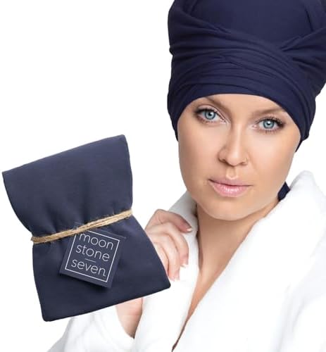 MoonstoneSeven Hair Plop - Curl Prep Wrap for Drying, Shaping & Frizz Control - Soft Cotton Lycra Hair Wrap for Wavy & Curly Hair - Reduces Frizz, Shortens Dry Time & Enhances Curl Definition - Navy by MoonstoneSeven