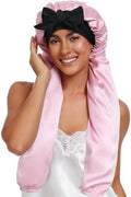 Ababalaya Double Layer Long Satin Silk Feeling Bonnet for Women Sleep Cap by Ababalaya