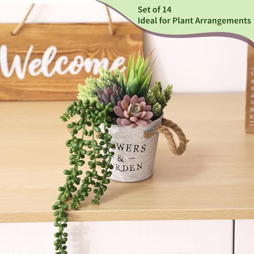 CEWOR 14pcs Fake Succulents Unpotted Realistic Textured Succulent Plants Mini Artificial Succulent Plants Faux, Premium Decor for DIY Crafting Home Floral Wall Garden Arrangement Office Decoration - Image 6