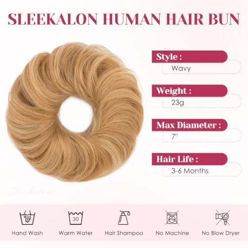 Messy Bun Hair Pieces Human Hair, Wavy #12P613 - Image 3