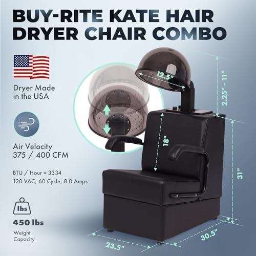 Buy-Rite Kate Hair Dryer Chair Combo Hooded Dryer Salon Chair 980W - Image 3