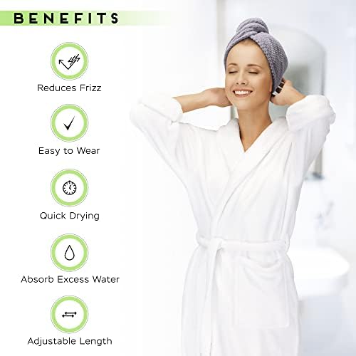 SimpleField 2 Pack Microfiber Hair Towel Wrap for Women, Anti Frizz Quick Drying Hair Turban for All Hair Style, Absorbent and Lightweight (Grey) - Image 4