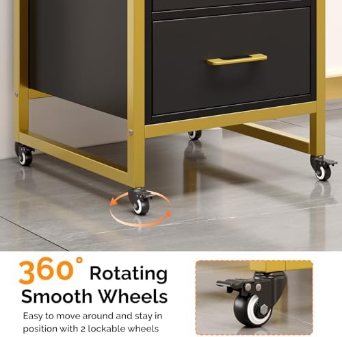 OmySalon Salon Trolley Cart, Hair Styling Station with 3 Drawers, 2 Open Shelf & Tool Holders, Mobile Barber Storage Cabinet Utility Trolley for Beauty Salon Spa,Black - Image 7