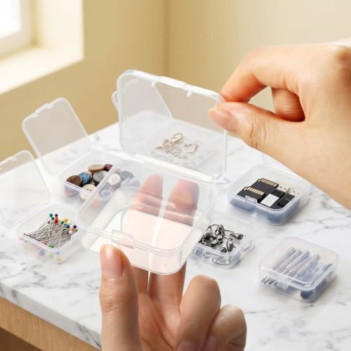 Jetec 6 Pieces Small Clear Plastic Storage Box, 2.1 x 2.1 x 0.8 Inch - Image 4