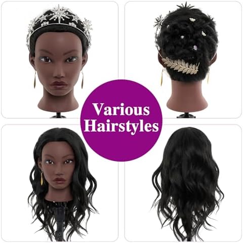 20" Mannequin Head Human Hair,100% Real Hair Mannequin Head,Cosmetology Mannequin Doll Head for Practice Braiding Hairstyling with Table Clamp&Braiding Set - Image 5