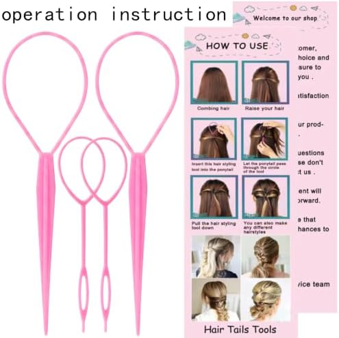 ZVOREI 8Pcs Hair Brushes Set wit, Pink 4Pcs Topsy Hair Tail Tools - Image 2