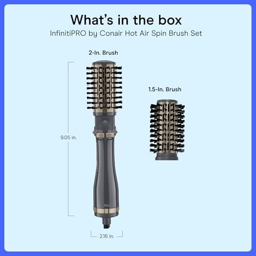 Conair InfinitiPRO Blow Dryer Brush Set, Rotating, 2" & 1" Brush Heads - Image 6