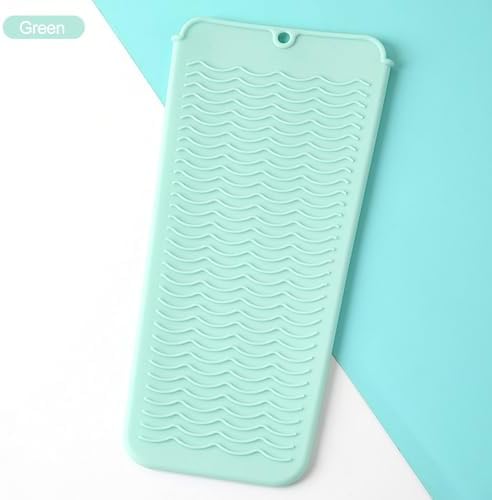 Heat Resistant Silicone Hair Iron Mat, Portable Hot Hair Tools Pad Travel Organizer Pouch for Curling Irons, Flat Irons, Hair Straightener and Hair Styling Tools (Cyan) - Image 5