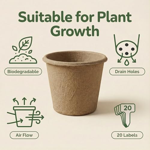 10 Packs 5 Inch Large Peat Pots, Seedling Pots with Drainage Holes - Image 3