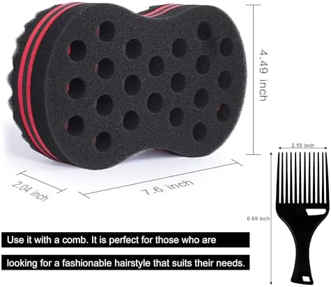 FIABC Big Holes & Big Size Barber Hair Brush Sponge Dreads Locking Twist Afro Curl Coil Wave Hair Care Tool(1 Pack) - Image 2