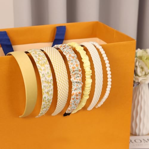 7 Pcs Headbands for Women Girls, Non Slip Cute Pearl Floral Padded Vintage Wide Fashion Multi-style Headbands for Girls - Image 4