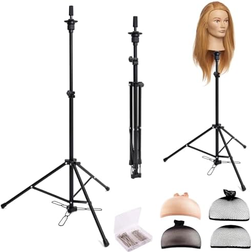 HYOUJIN Tall Wig Head Stand,Wig Stand Tripod With Foot Panel for Making by HYOUJIN
