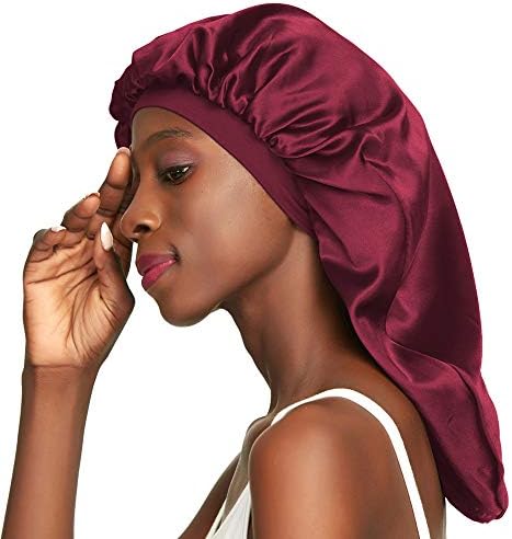 Large Braids Satin Bonnet Jumbo Sleep Cap Red - Image 6