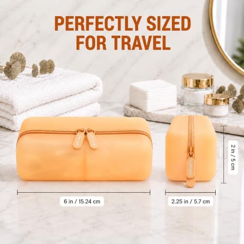 Cotton Pad Swab Travel Case, 2-in-1 Waterproof Organizer - Peach Glow - Image 3