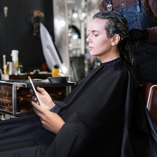 Black Waterproof Hair Salon Cape with Metal Snap Closure - 3 Pack - Image 2
