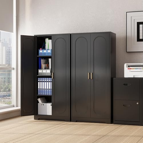 Steeloong 60"Metal Pantry Storage Cabinet with Doors & 3 Adjustable Shelves - Image 2