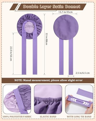 AWAYTR Satin Hair Bonnet for Sleeping, Adjustable Double Layer Sleep Cap - Image 2