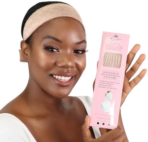 MILANO COLLECTION WiGrip, The Original Comfort Wig Grip Band, Adjustable Band for Glueless Support, Non-Slip Wig Grip Headbands, Tension-Free, One Size Fits All, Nude by MILANOCOLLECTION