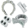 7 Pcs Spa Set, Facial Headband and Wristband Set, Skincare Accessories, College Style Girl Idea Gifts, Hair Accessories for Women and Girls（Grey） by Unknown