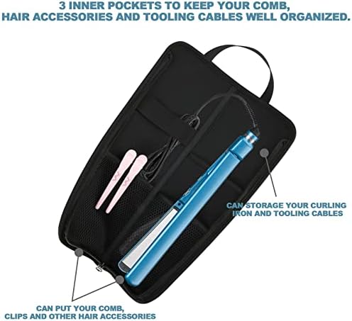 Beautyflier Premium Universal Flat Iron Holder Tavel Bag, Heat-Resistant Canvas Travel Tote Bag for Hair Straighteners, Ideal for Home & Travel Use, Fits Most Hair Tools (White Flower) - Image 2