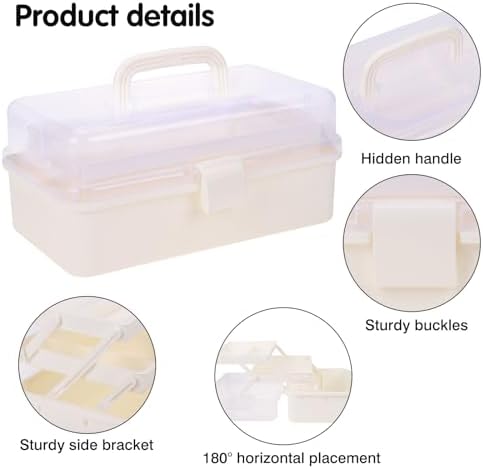 Tackle Box, 3-Layer Craft Sewing Medicine Art Hair Tool Organizer White - Image 3