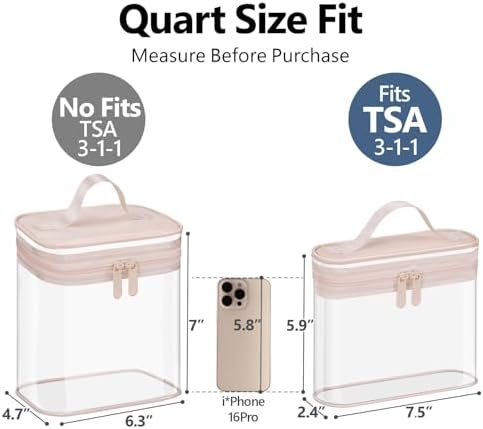 PACKISM Clear Makeup Bag for Travel - TSA Approved Toiletry Bag, 2 Pink - Image 3