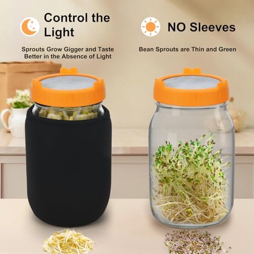Lulonpon Sprouting Kit, 2 Sprouting Jar Kits, Wide Mouth Quart Mason Jars with Stainless Steel Screen Sprout Lids,1000ml Sprouts Growing Kit, Seed Sprouter Set for Growing Broccoli, Bean, Alfalfa - Image 4