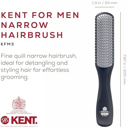 Kent KFM3 Gel Styling Hair Brush for Men, 9 Row Men's Hair Brush with Ionic Anti Static Bristles, Detangling and Smoothing Short to Medium Length Hair - Image 2