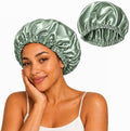 Women’s Satin Bonnet for Sleeping, Double Layer Sleep Cap, Green by Netcken