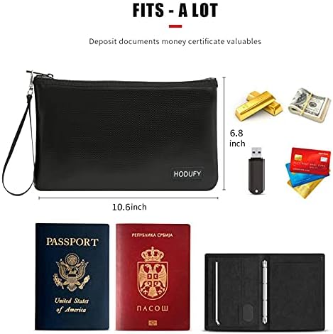 Fireproof Money Bag (6400℉), Fireproof Document Bags, Bank Cash Bag with Zipper & Strap, Suitable for A5 Documents, Bank Inventory, Passport (Black) - Image 4