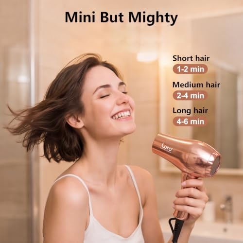 LURA Auto Dual Voltage Mini Travel Hair Dryer with Diffuser for Women - Image 4