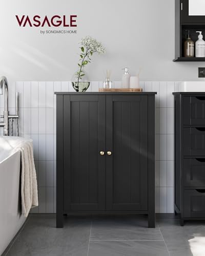 VASAGLE Bathroom Floor Storage Cabinet,2 Adjustable Shelves,Ink Black - Image 2
