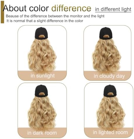 Hat Wig Baseball Cap Hat with Long Wavy Wig Layered Highlights Blonde Hair - Image 7