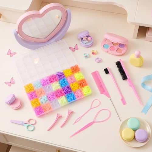 Rubber Bands for Hair with 8 Styling Tools 28 Grid Pastel Hair Elastics Set with Storage Box for Braids Ponytails Toddlers Women Styling and Crafts - Image 6
