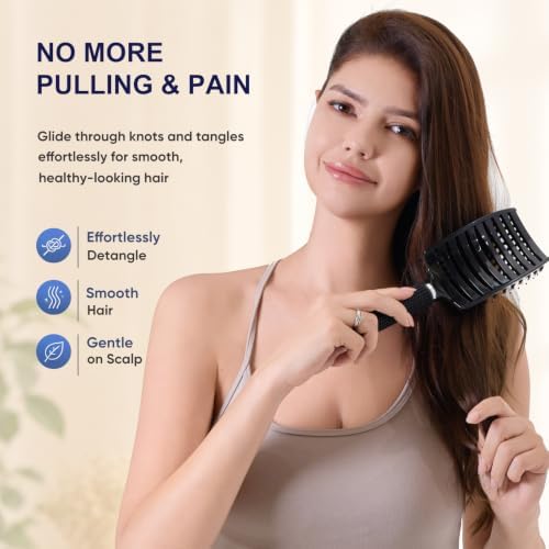 Boar Bristle Hair Brush, Detangler for Women Men, Wet & Dry Hair - Image 3