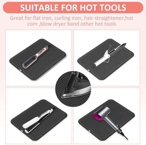 Large Heat Resistant Silicone Mat for Hair Tools: Curling Iron, Flat Iron, Hair Straightener - Portable Hair Styling Pad Cover - Image 4
