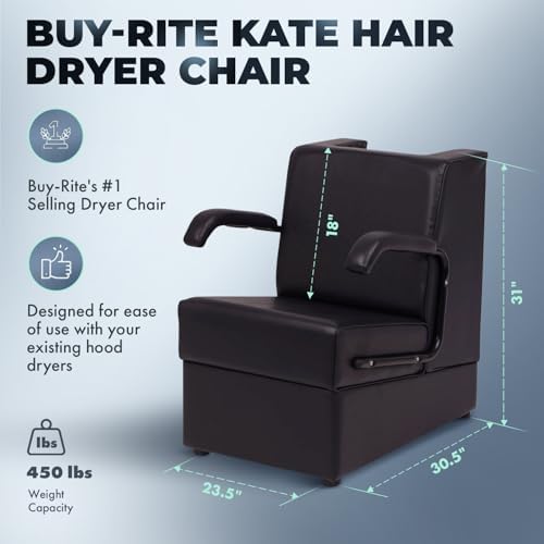 Buy-Rite Kate Hair Dryer Chair Salon Chair Black Vinyl Wood Frame - Image 2