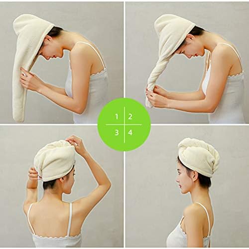 Microfiber Hair Drying Wrap Towel for Women Turban Fast Dry White - Image 2