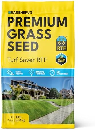 Barenbrug Turf Saver RTF Grass Seed with Yellow Jacket Seed Coating - Less Water Self-Repairing Tall Fescue Turf for Use on Sports Field, Golf Courses, Parks, Lawns, and Yard (10 LB Bag) by Barenbrug