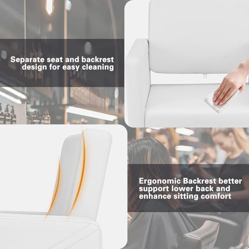 Artist hand Barber Salon Chair for Hair Stylist with Back Cover, White - Image 6