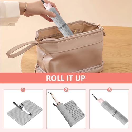 Heat Resistant Large Silicone Mat for Hair Styling Tools - Curling Irons, Flat Irons, Hair Straighteners - Portable Vanity Pad - Image 5