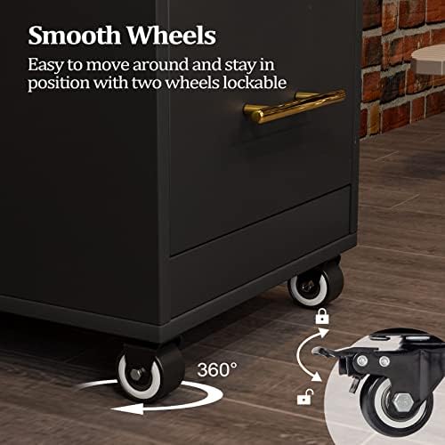 Salon Trolley Cart with Wheels, 3-Drawer Rolling Hair Styling Station, Mobile Beauty Trolley with Hot Tools Holder, Storage for Salon, Barbershop, Spa & Tattoo, Black - Image 5